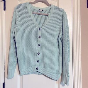 Cotton mint green J Crew cardigan XL